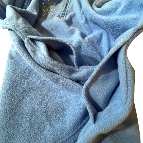 Quacker Factory XL Blue Fleece Pullover Rhinestone Snowflake Design Quarter Zip - Picture 5 of 12